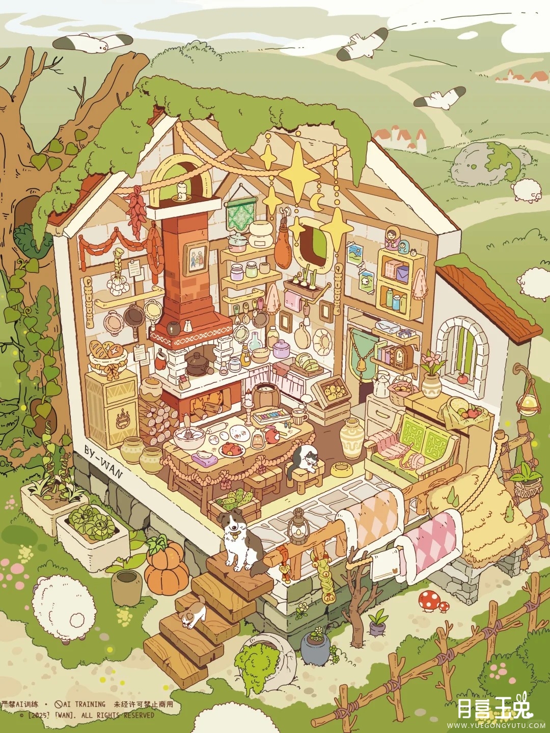 原创插画_童话里的山中小居⛰️