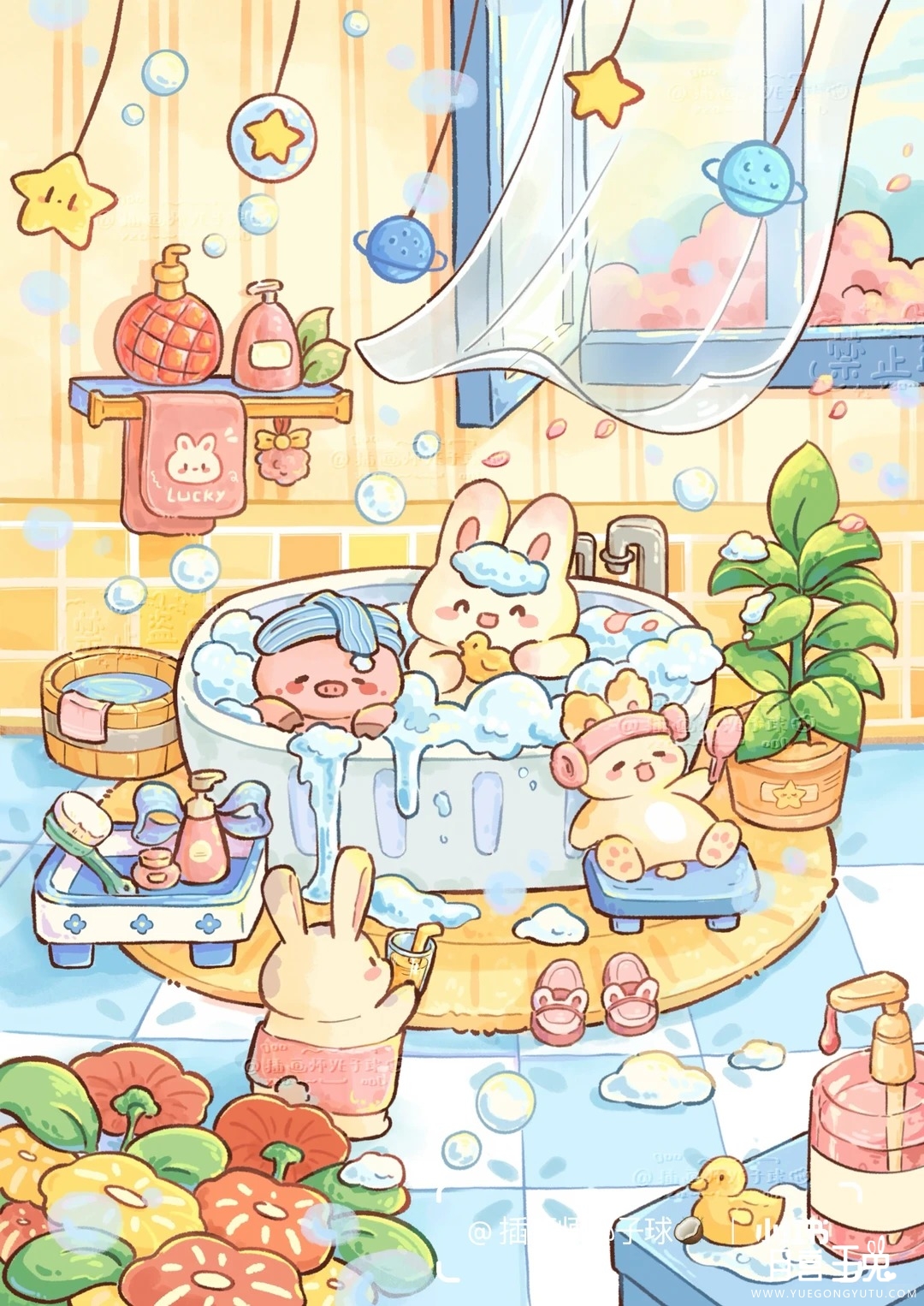 今日份泡澡KPI达成_1_插画师椰子球